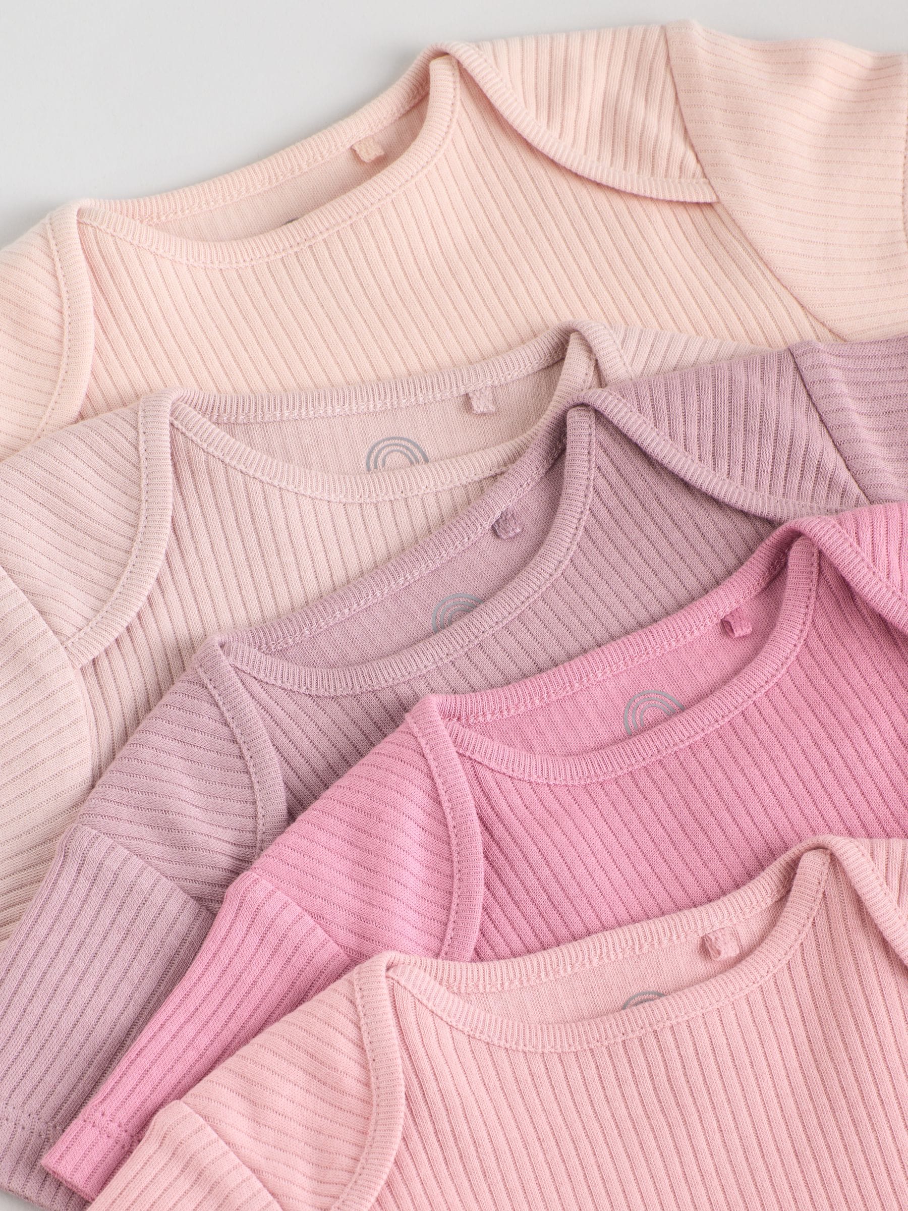 Roze - 5 Babyrompertjes met korte mouwen