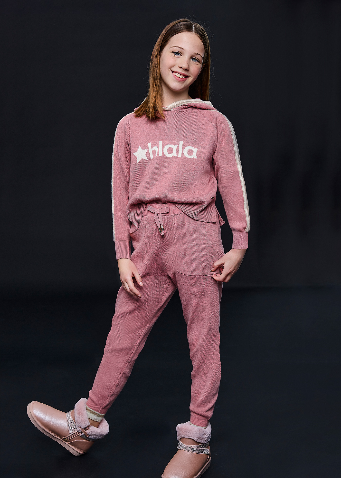 Conjunto de tricô de duas peças para meninas