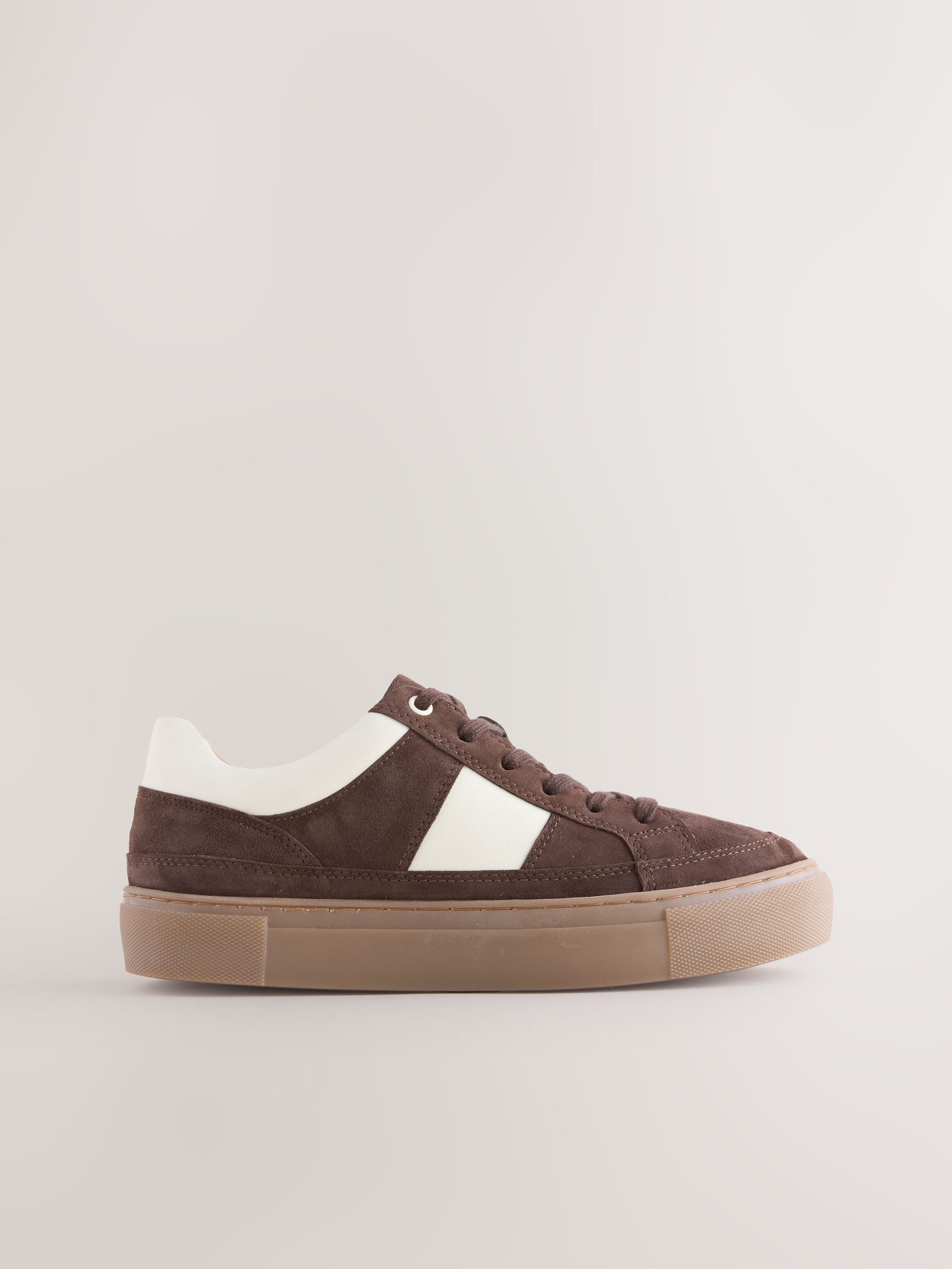 Chocoladebruin suède - Forever Comfort® Leather Chunky Side Stripe Lace Up Trainers
