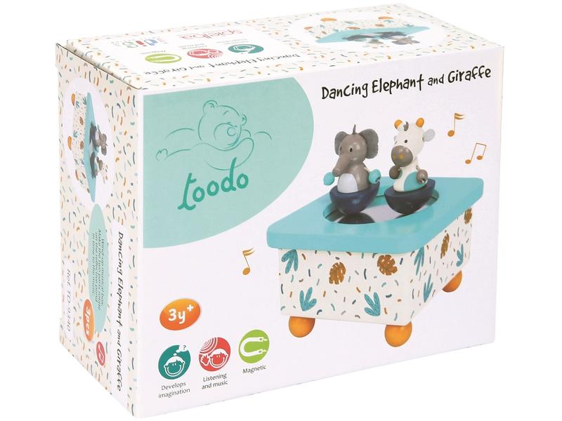 Spielba Holzspielwaren Musikspieldose Elefant & Giraffe Detailreich gefertigte Spieluhr als Einschlafhilfe für Kleinkinder
