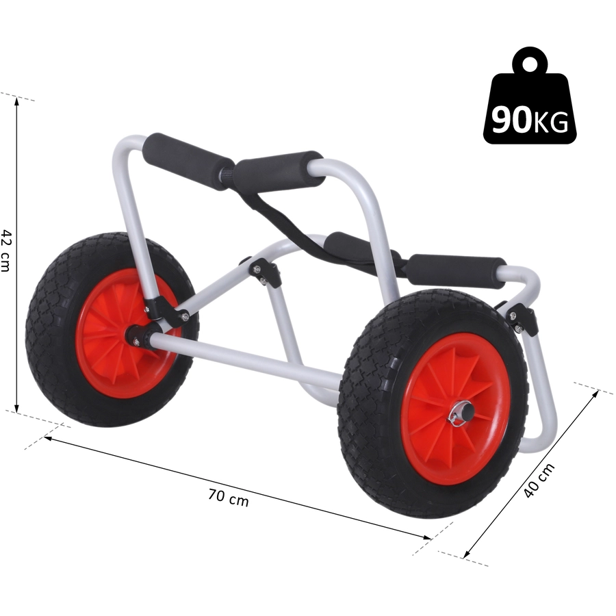 HOMCOM Kanuwagen gepolstert silber, schwarz, rot