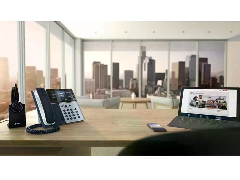 HP Tischtelefon Poly Edge E500 Grau/Schwarz/Weiss Festnetztelefon der Spitzenklasse für Führungskräfte