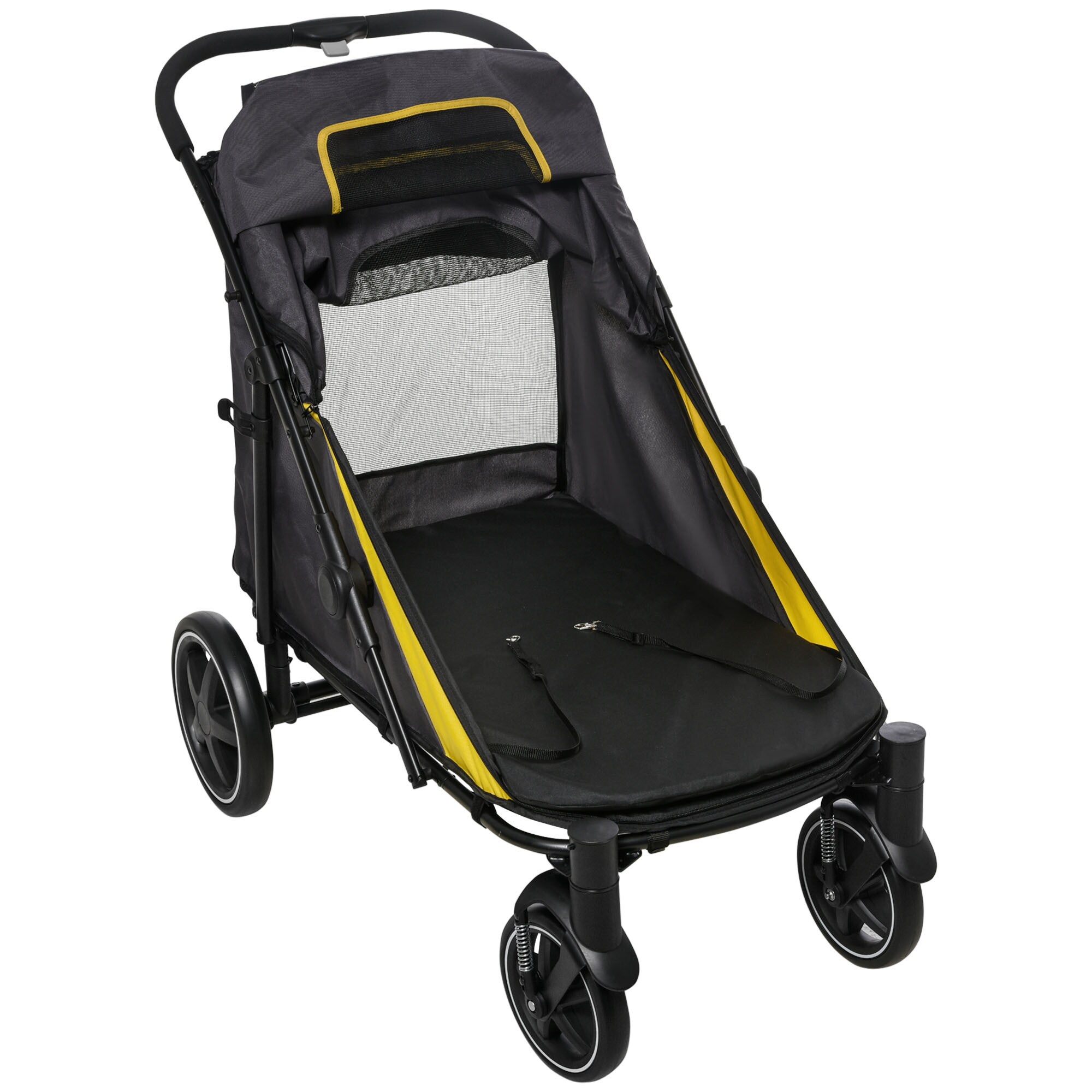 PawHut Hundewagen mit Netzfenster grau 112L x 65B x 100H cm