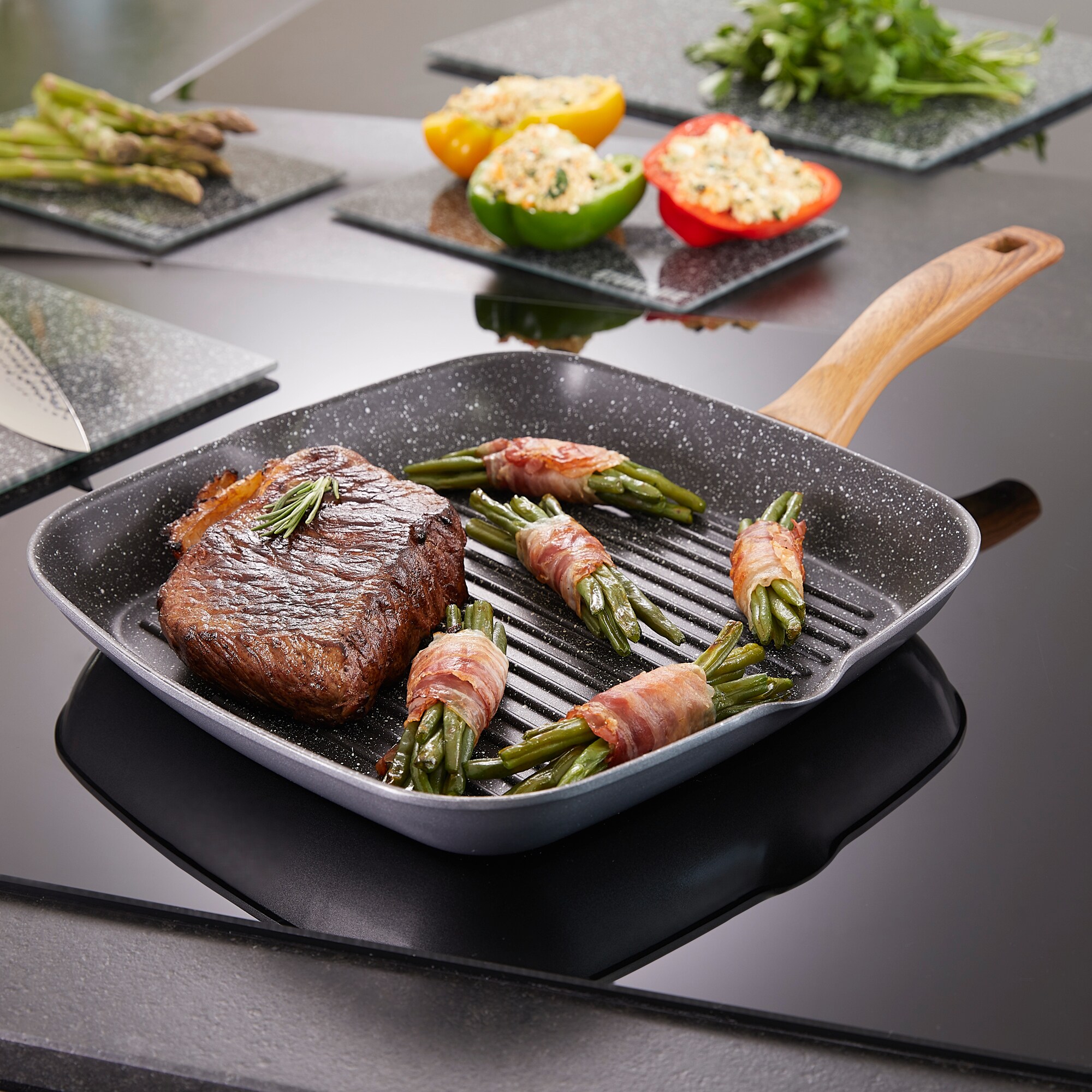 STONELINE® Back to Nature Grillpfanne 28 x 28 cm, mit 2 Ausgüssen