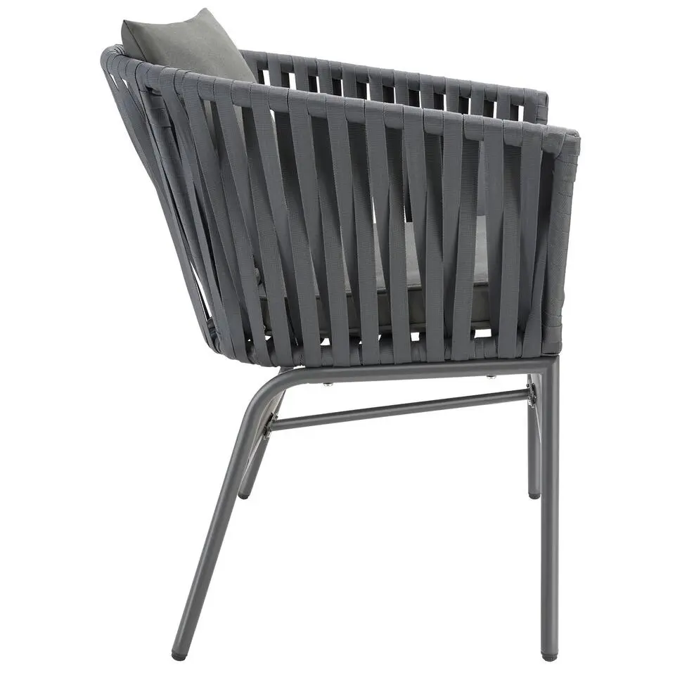 tectake - Stoelset Valeiras in rope-design, dikke kussens, 60x61x77cm