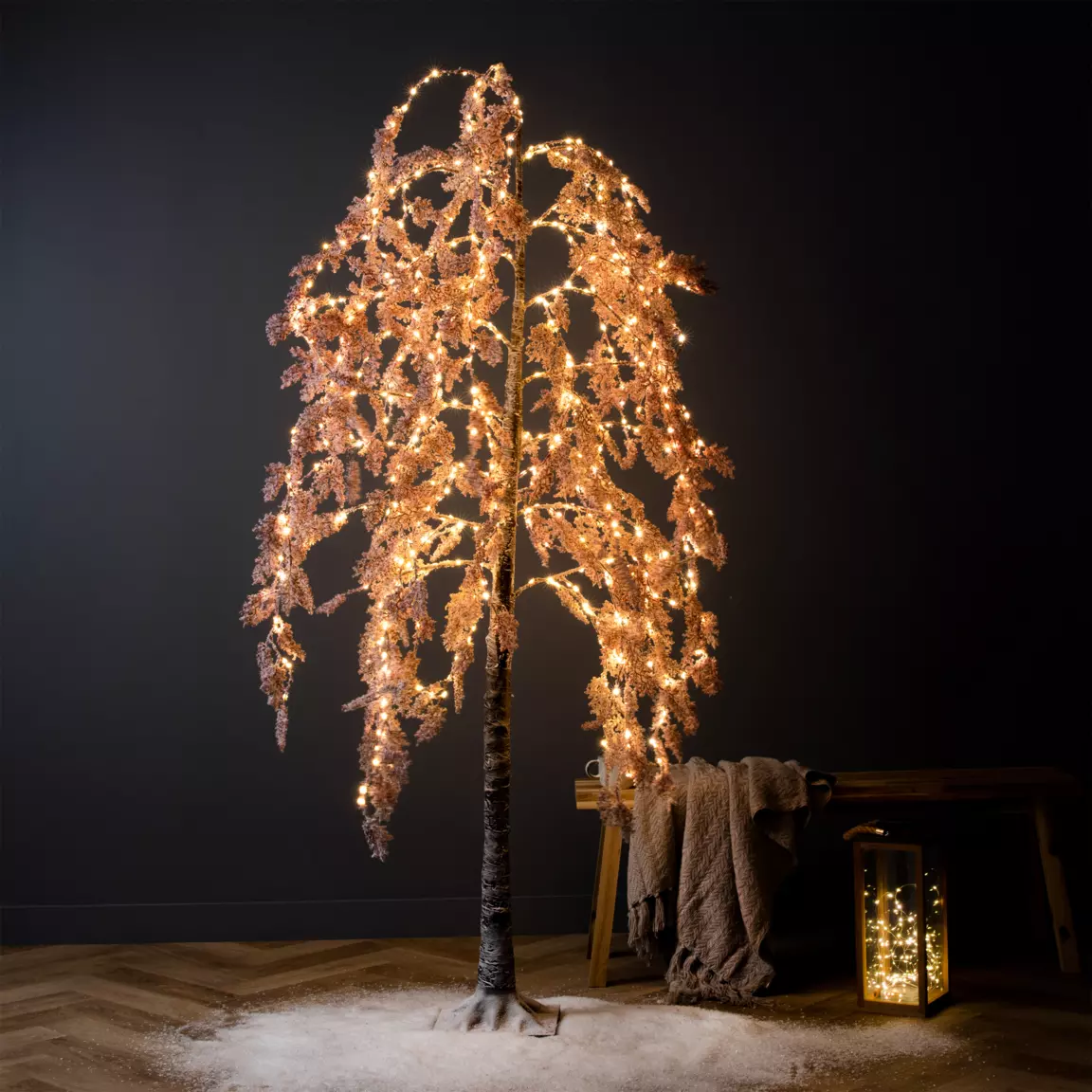 Arbre lumineux 600 LED (H200 cm) Saule pleureur Fleur Rose