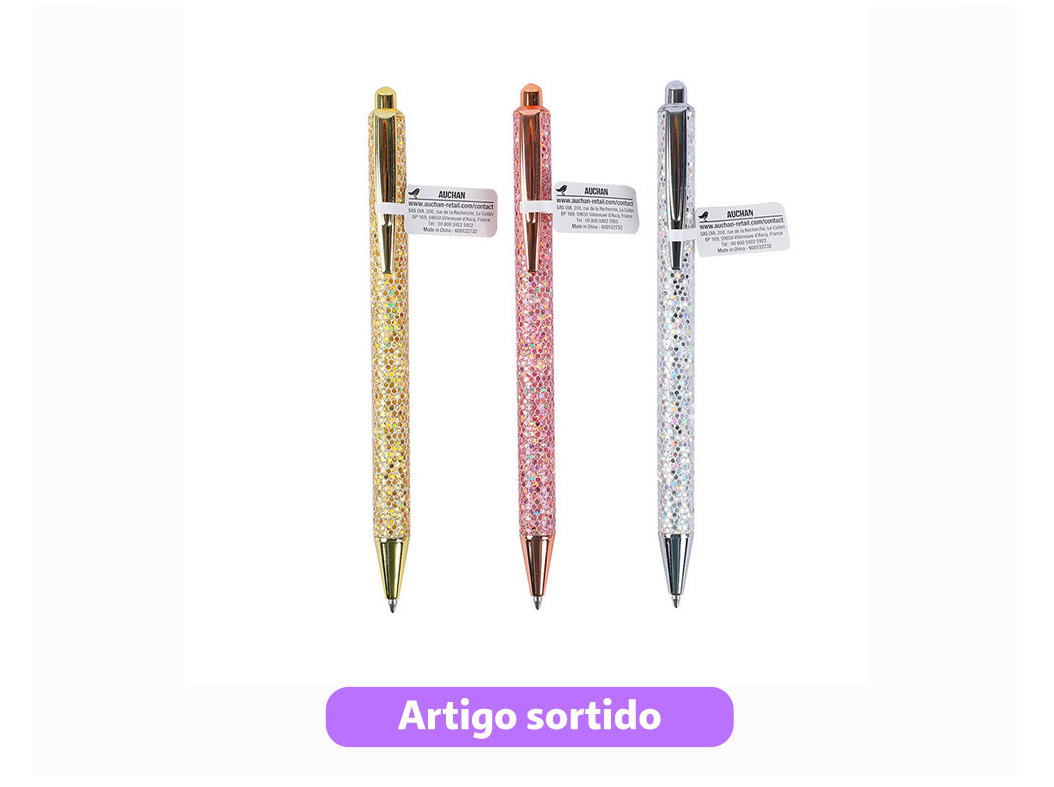 ESFEROGRÁFICA RETRÁTIL AUCHAN CORES SORTIDAS