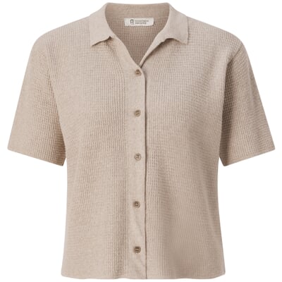 Damen-Strickpolo geknöpft, Natur