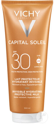 Vichy Capital Soleil Lait Protecteur Fraîcheur Hydratant Invisible IP30 Corps Et Visage Tube 300ml