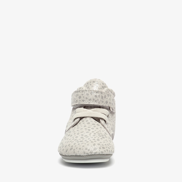 Groot leren babyschoenen wit/zilver