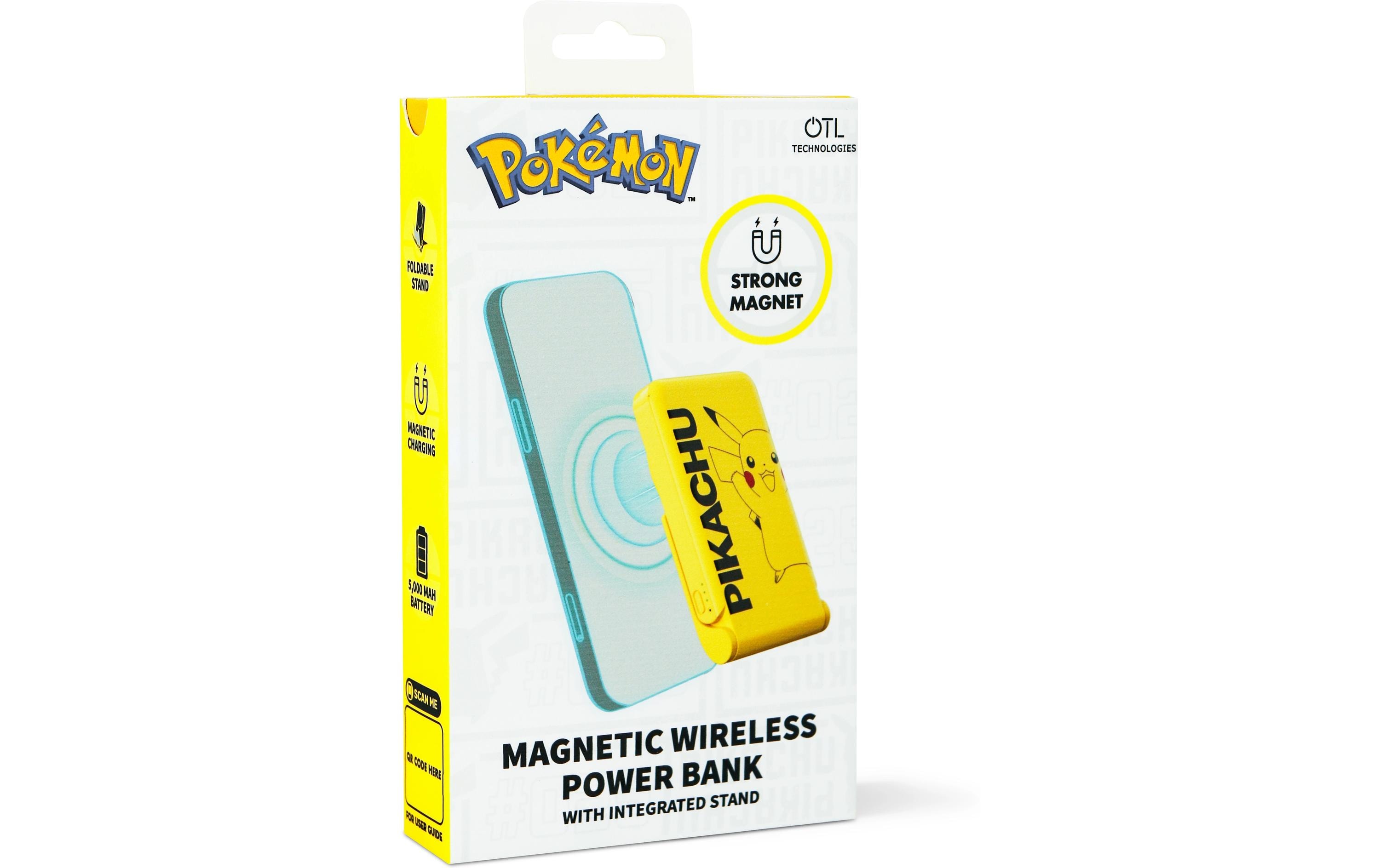 Powerbank Pikachu 5000 mAhPowerbank mit integriertem Wireless Charger und Standfuss im Pikachu-Design