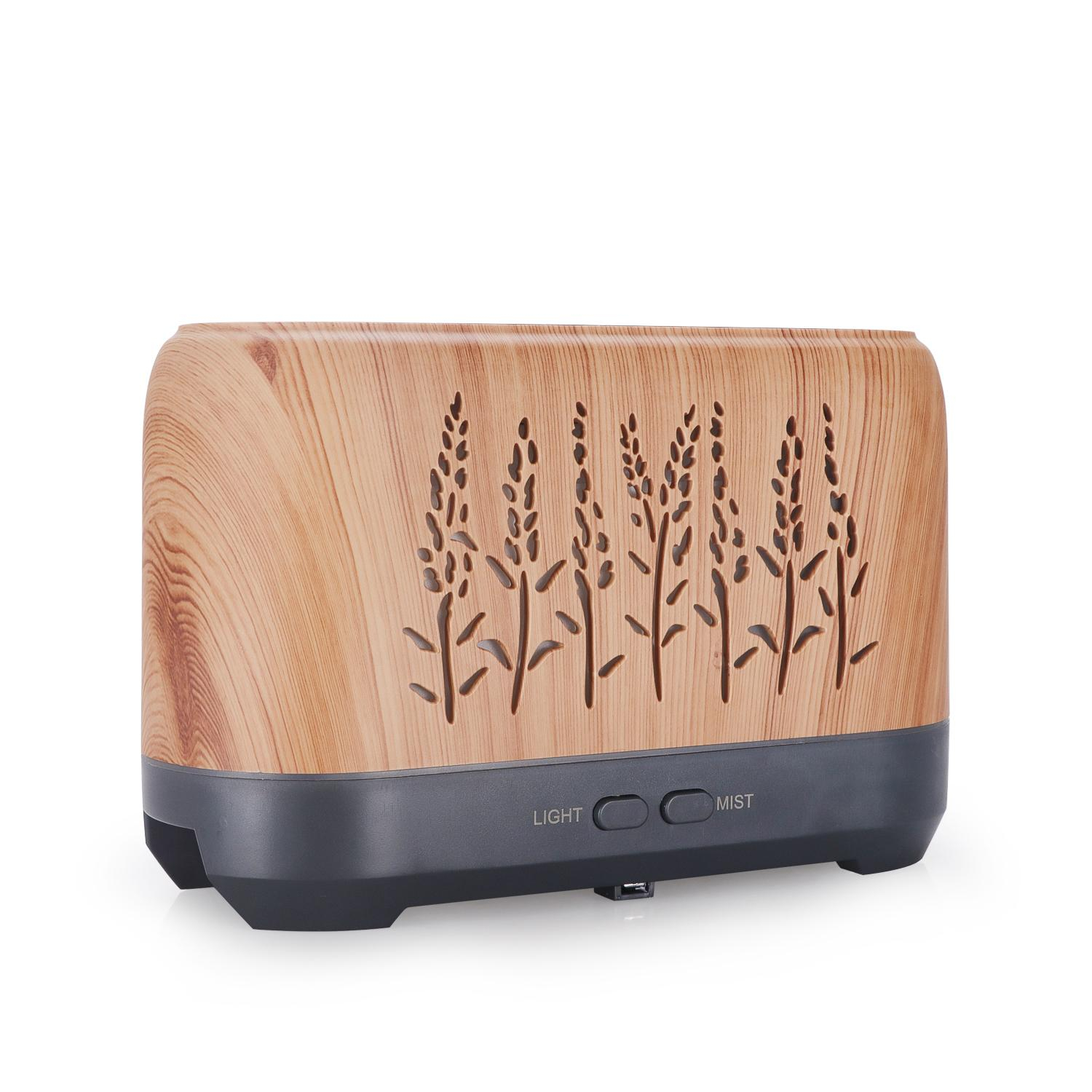 (200ml) Luftbefeuchter Flammen Beleuchtung Aroma Öl Diffuser   Fernbdienung mit LED Beleuchtung - Holz Optik