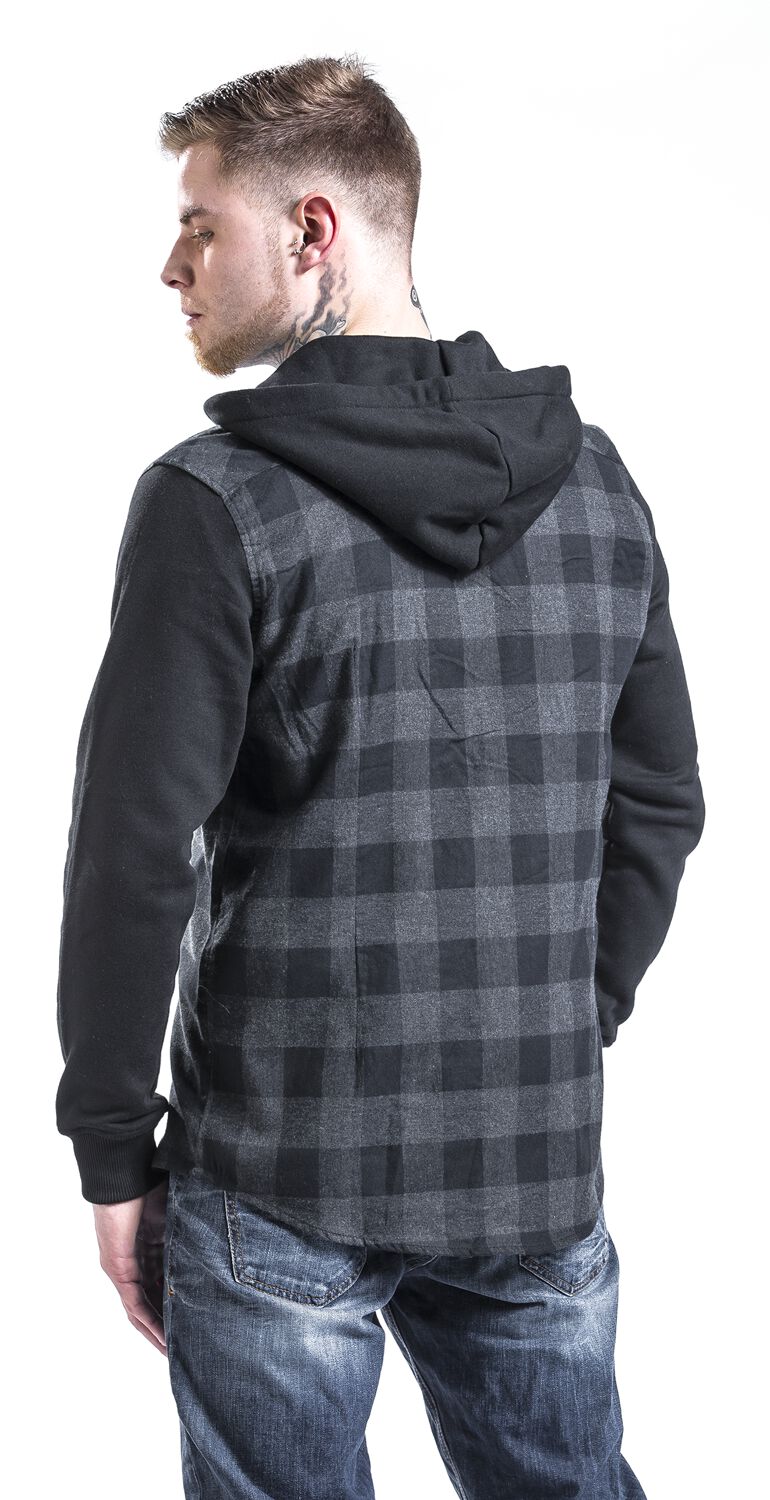 Hooded Checked Flanell Sweat Sleeve Shirt | Urban Classics Chemise en flanelle
