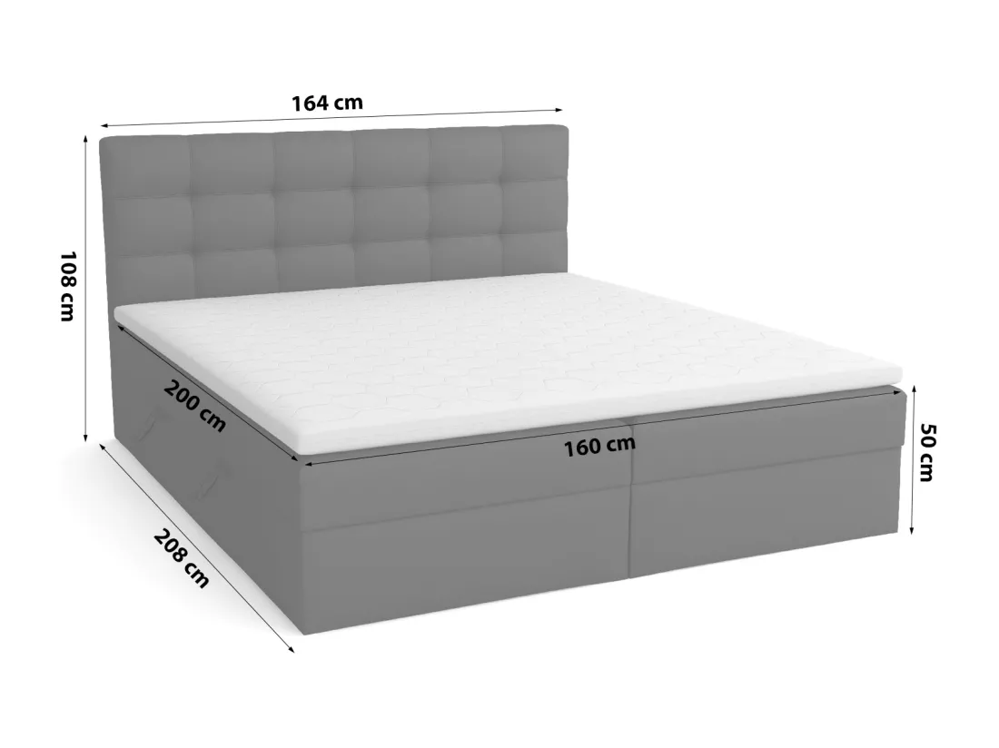 LIT BOXSPRING avec coffre de lit Glame 160x200 cm, Lux 23 (Noir)