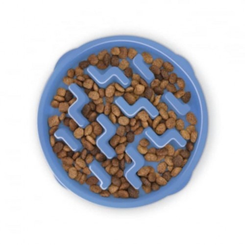 Comedouro lento Slo Bowl para cães, azul