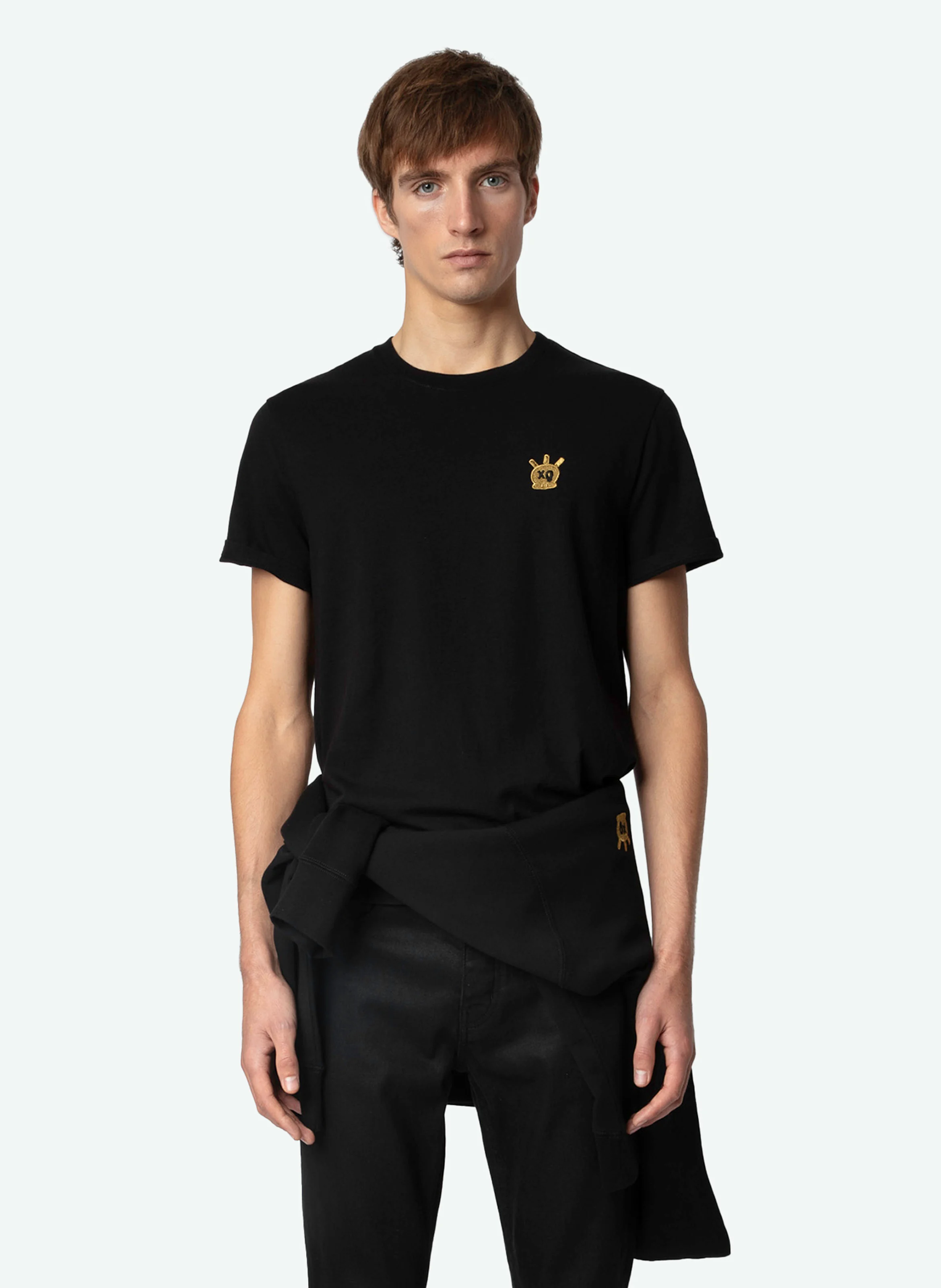 TOMMY - Tee-shirt droit en coton bio brodé | Noir