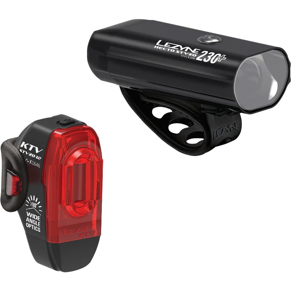 Lezyne Hecto 230+ Frontlicht & KTV St Rücklicht Beleuchtungsset schwarz