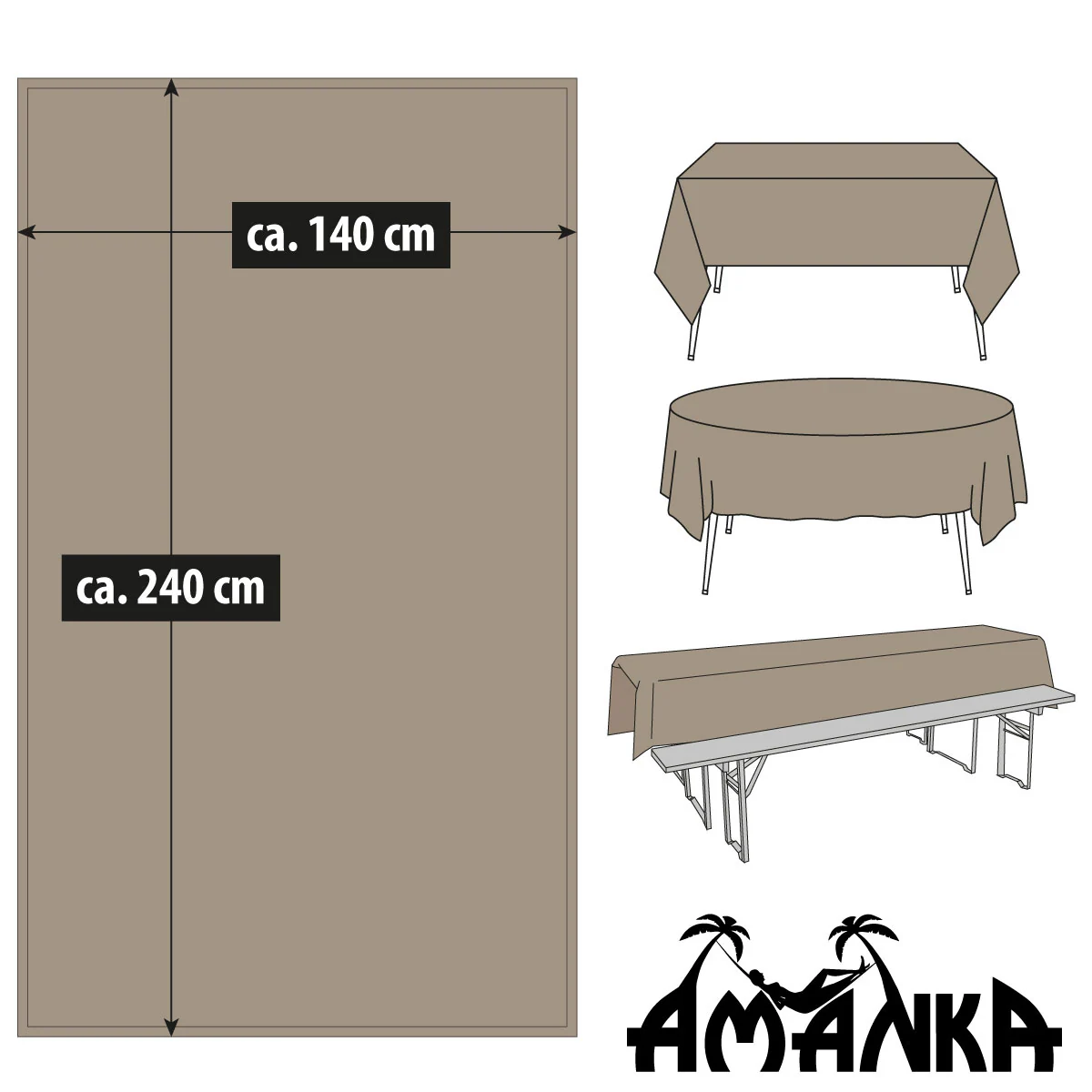 Abwaschbare Stoff Tischdecke 240x140 - LotuseffektTischtuch - Wasserabweisend