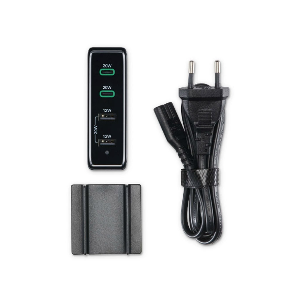 (60W) Dual USB A / Dual USB C Ladegerät PD / QC 3.0   Netzladekabel (00201628) - Schwarz