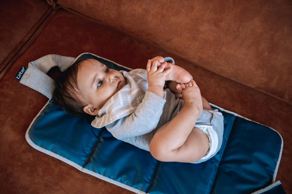 Napper combi: verschoonmatje + luieretui denim blue