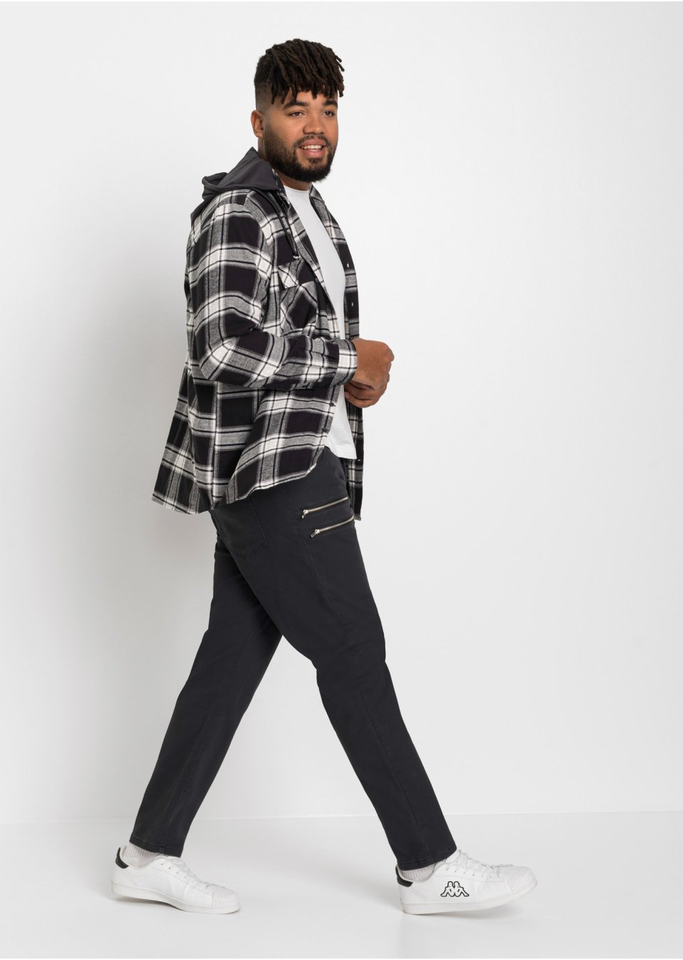 Pantalon extensible Regular Fit avec poches zippées décoratives, Tapered