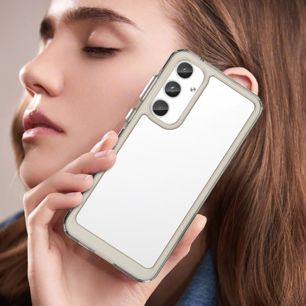 Samsung Galaxy A55 Hybrid Hülle TPU Bumper Acryl Rückseite - Transparent / Grau