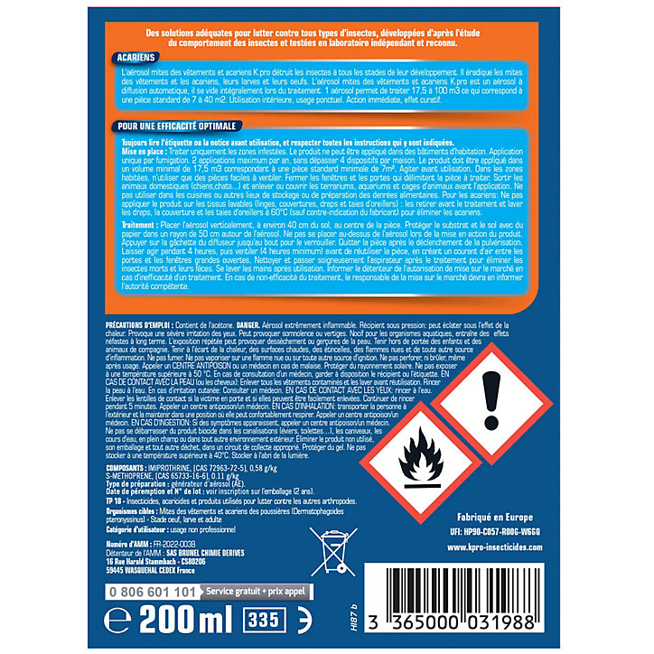 Aérosol acariens Kapo 200ml