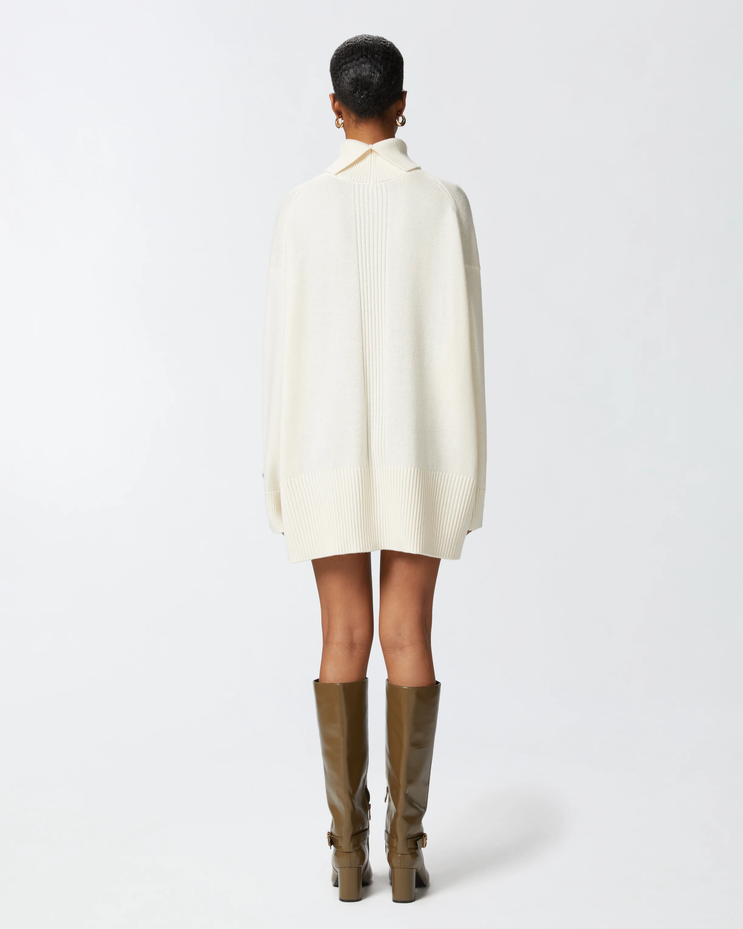 Robe courte avec col montant | Blanc
