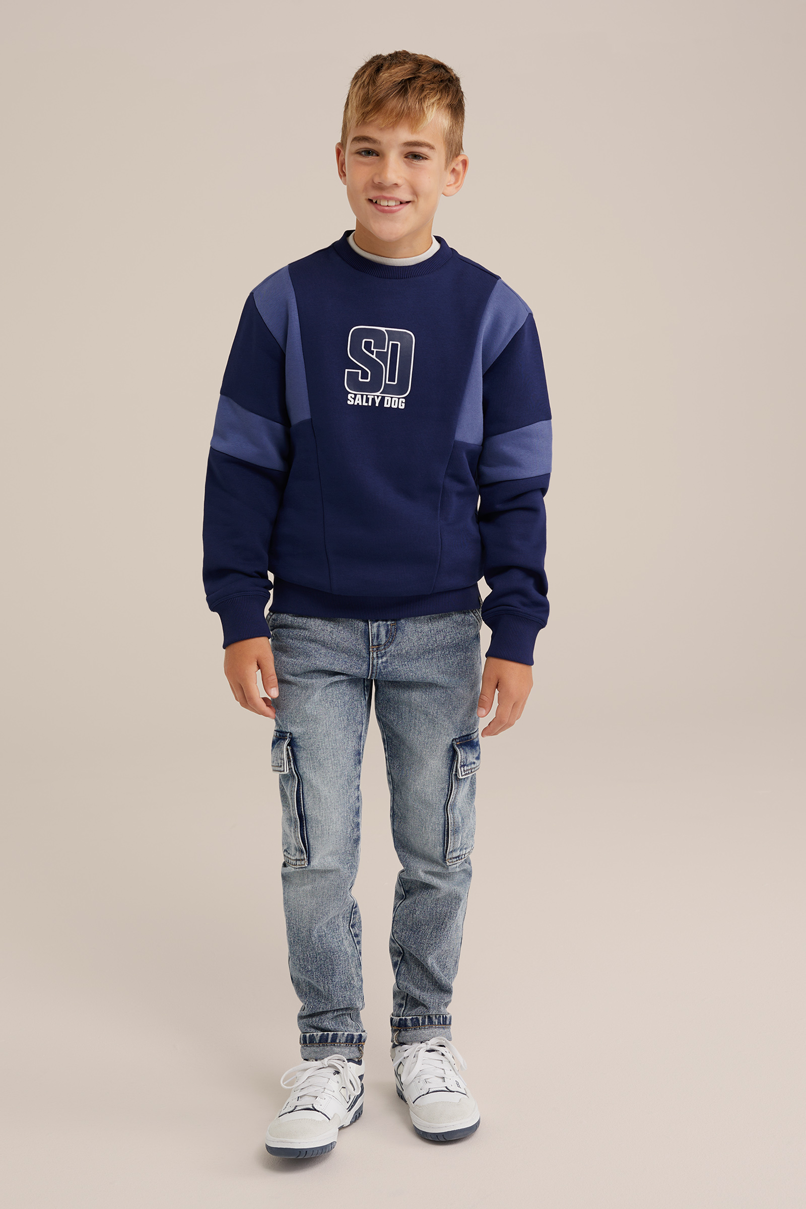 Jongens sweater met colourblock Salty Dog Donkerblauw