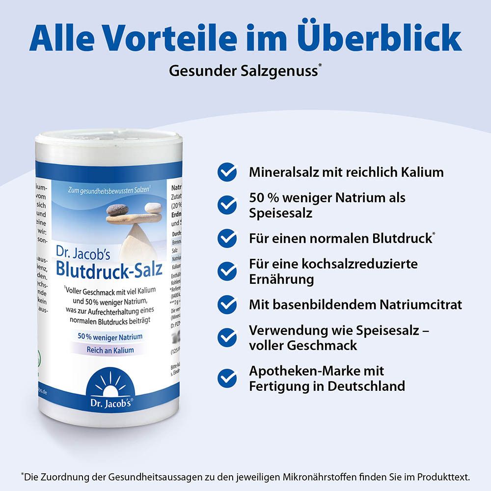 Dr. Jacob's Blutdruck-Salz Kalium Magnesium Citrate Salzersatz