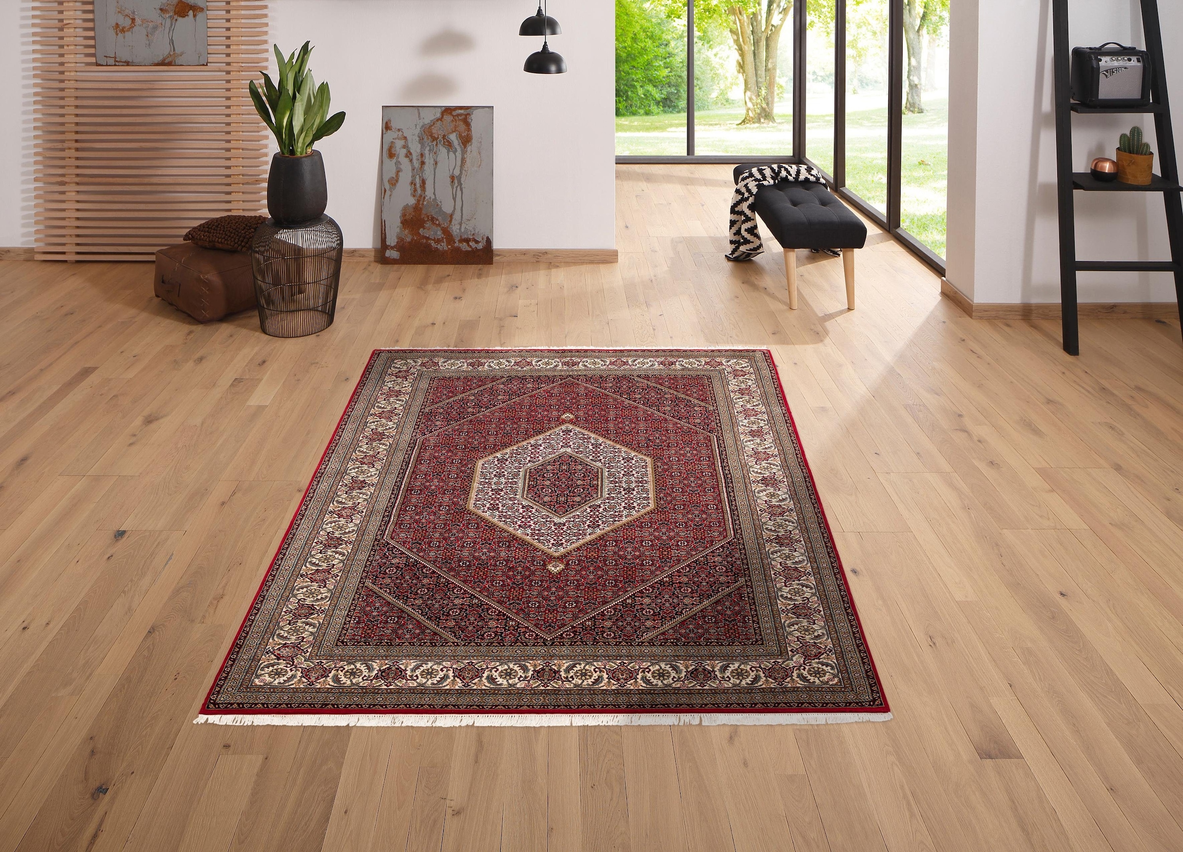 my home Orientteppich »Chandra« rechteckig 12 mm Höhe handgeknüpft, 80% Schurwolle, 20% Seide, mit Fransen