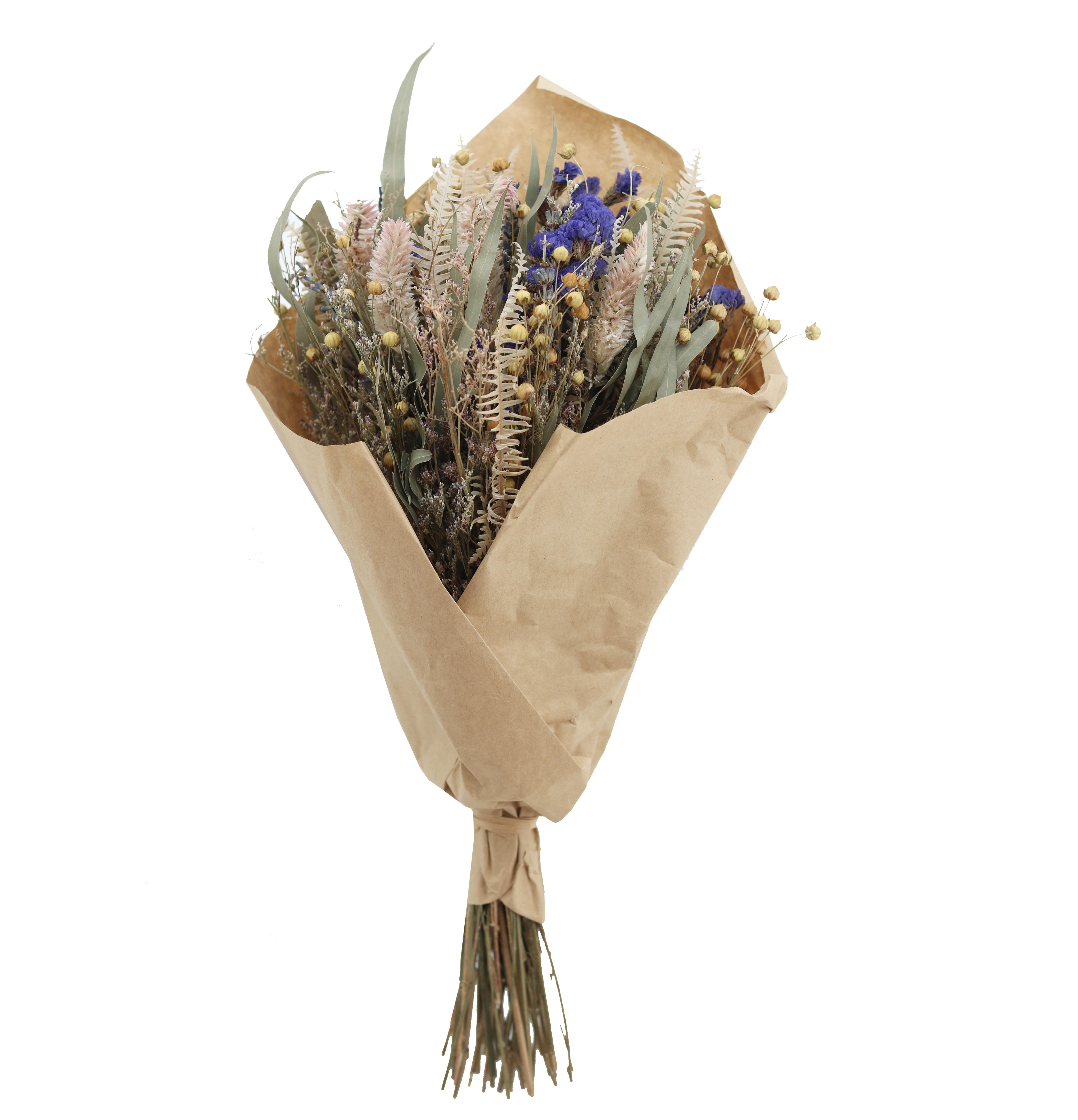 BOUQUET FLEURS SECHEES PAPIER KRAFT H.40CM