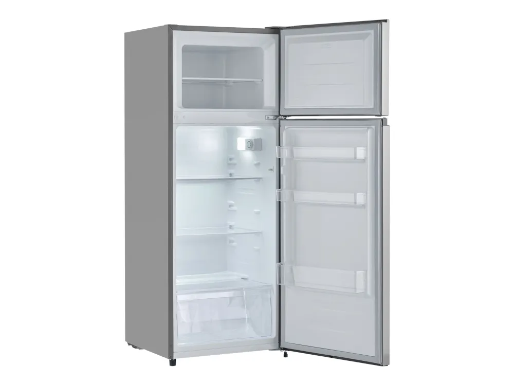 SEVERIN DT 8761 - Køleskab/fryser - top-fryser - bredde: 54.2 cm - dybde: 55 cm - højde: 143.4 cm - 206 liter - Klasse E - sølv