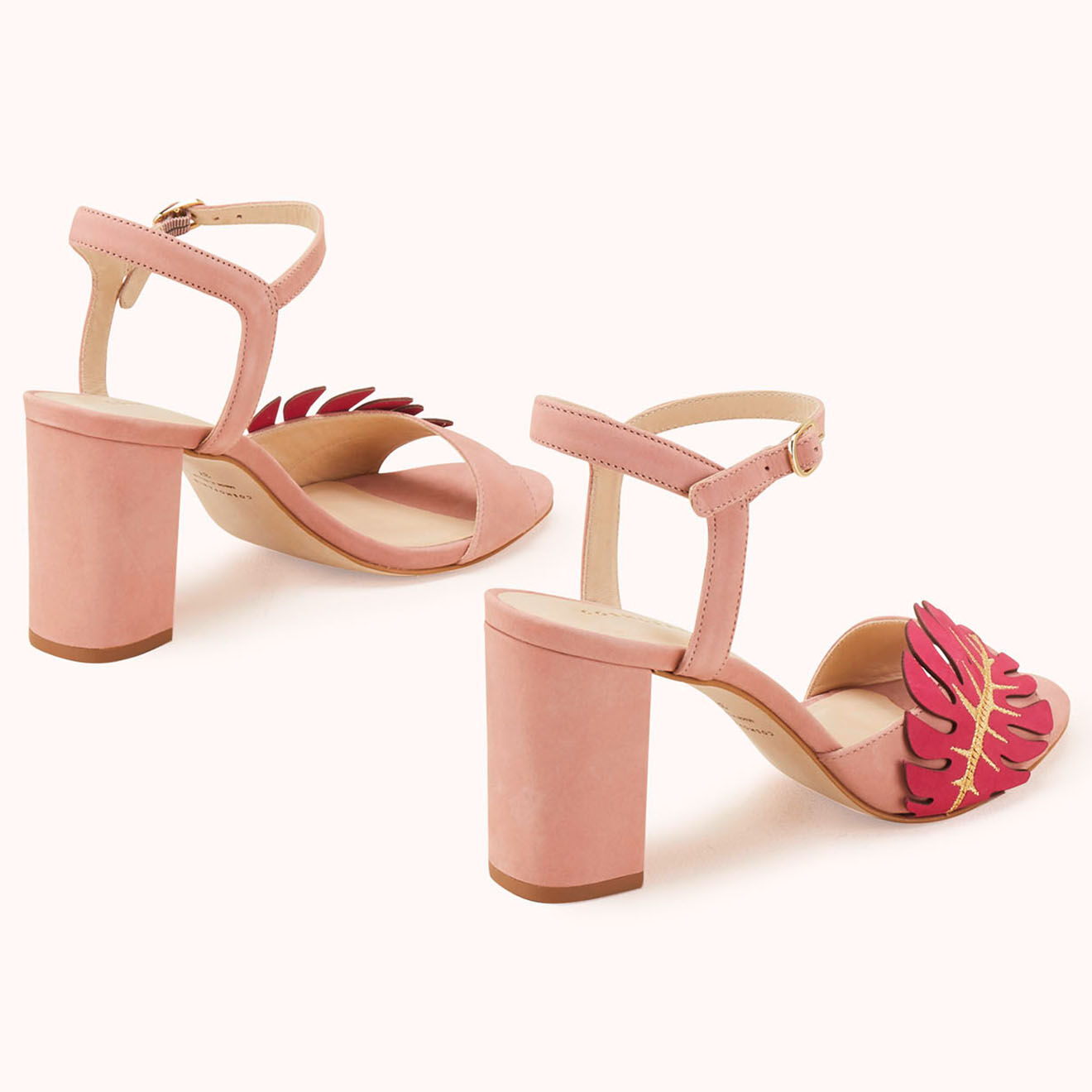 Cosmoparis Sandales en Velours de Cuir Zoran vieux rose - Talon 8 cm