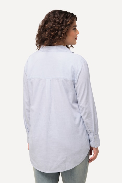 Bluse, Streifen, Hemdkragen, Langarm