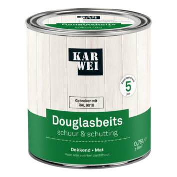 KARWEI douglasbeits Schuur & Schutting dekkend RAL 9010 gebroken wit 750 ml