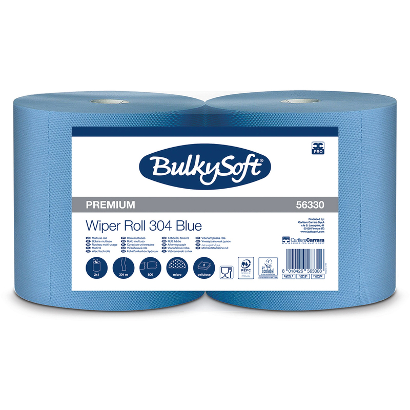 Bulkysoft Papierwischtücher Premium Maxi, blau, 2 Rollen