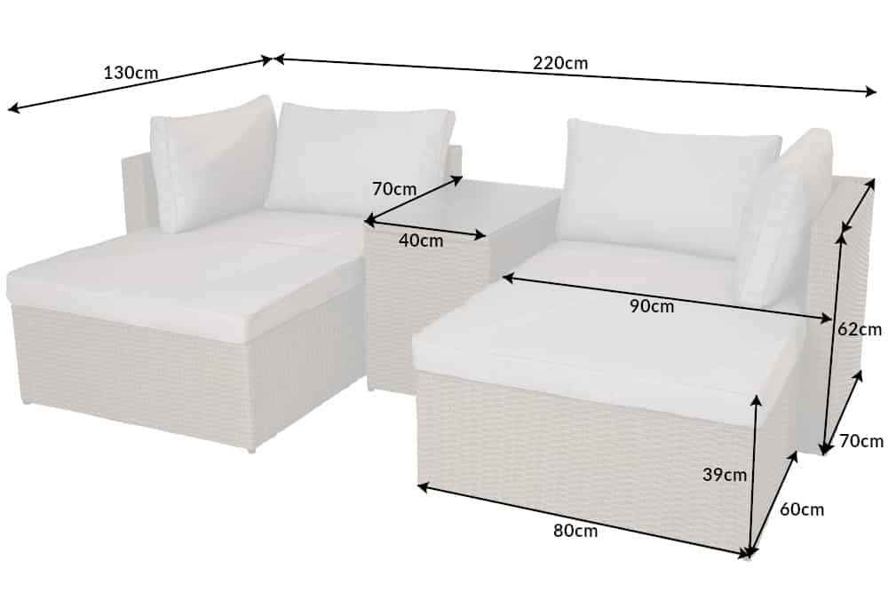 Outdoor Gartenlounge Set XXL MODULAR natur Polyrattan Sitzgruppe wetterfest inkl. Kissen