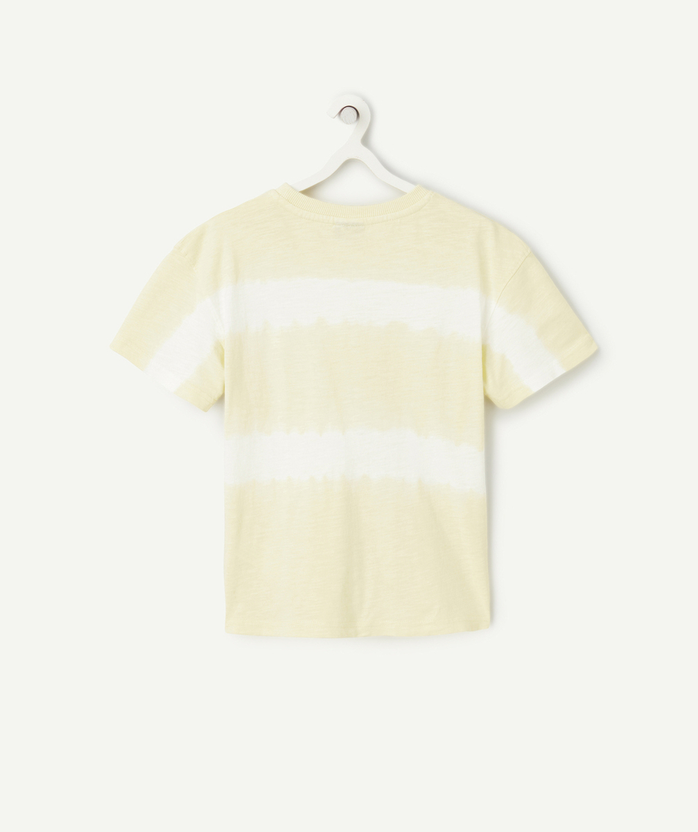 t-shirt manches courtes en coton bio tie and die jaune pastel et blanc