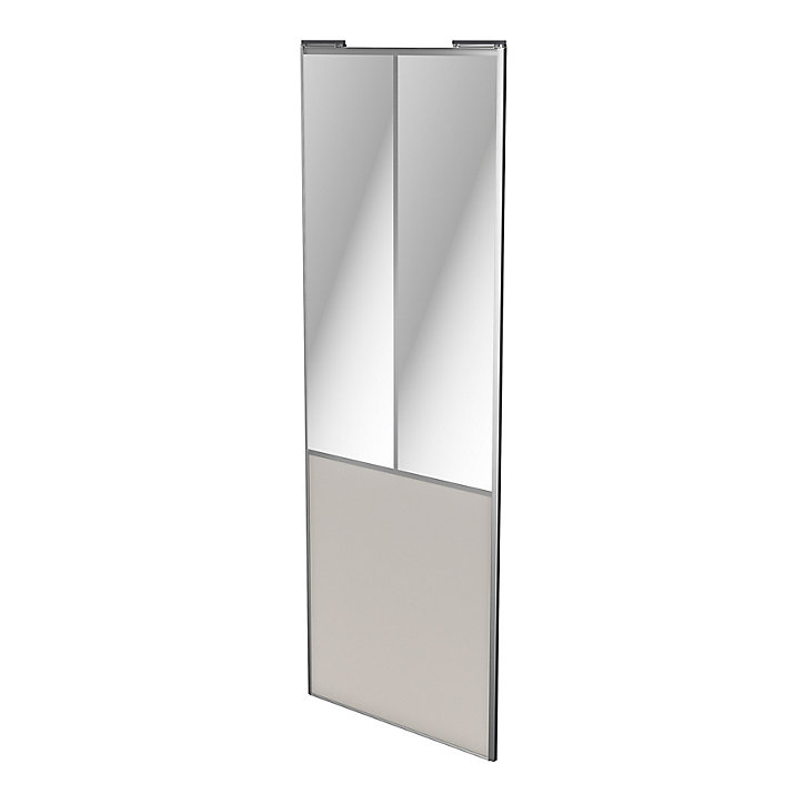 Porte de placard coulissante atelier gris clair mat profil gris GoodHome Arius H. 248,5 x L. 91.2 cm + amortisseurs