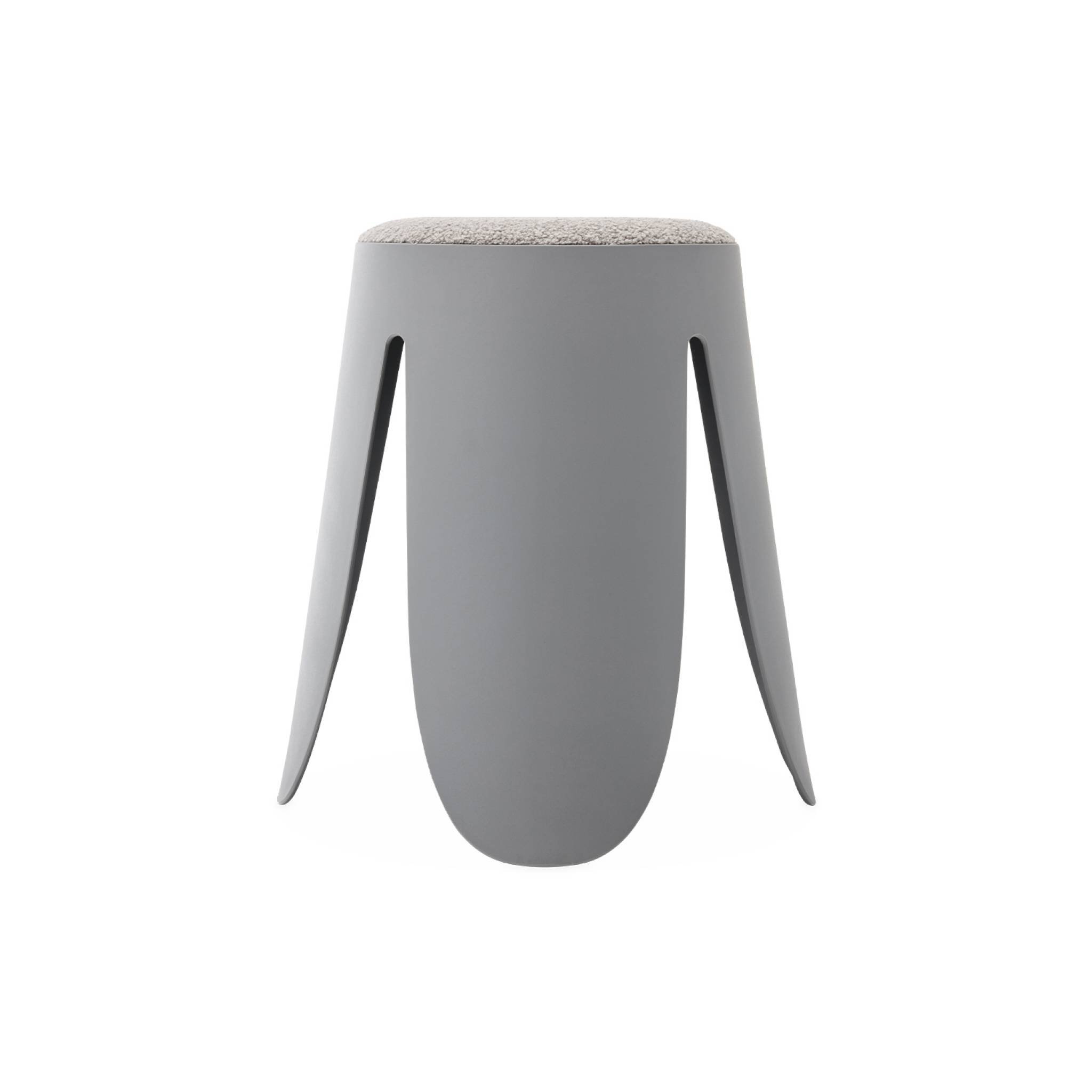 Set de 2 tabourets empilables gris clairs. Bouclette texturée. Niki. Ø30 / 44 x h46cm