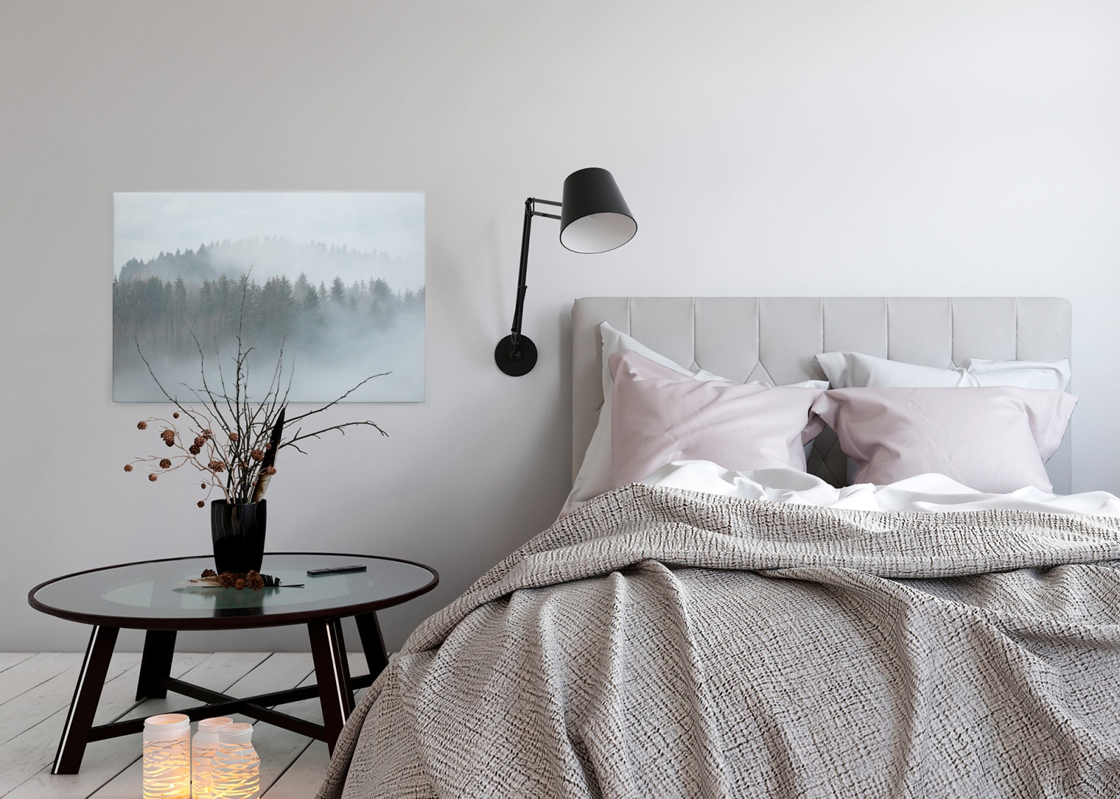 Leinwandbild WALD - grau - 90x60 cm