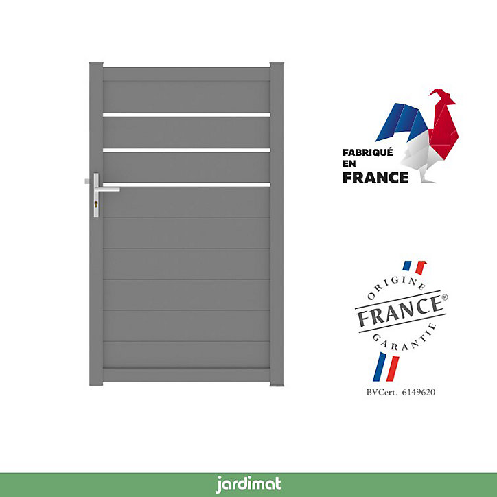 Portillon aluminium Alpes trio gris antique 100X160 cm Jardimat