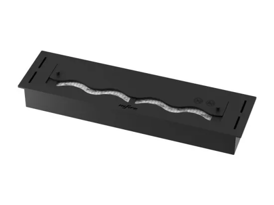 Brûleur à bioéthanol intégré en acier inoxydable noir, 1,2 Lt, 60 cm