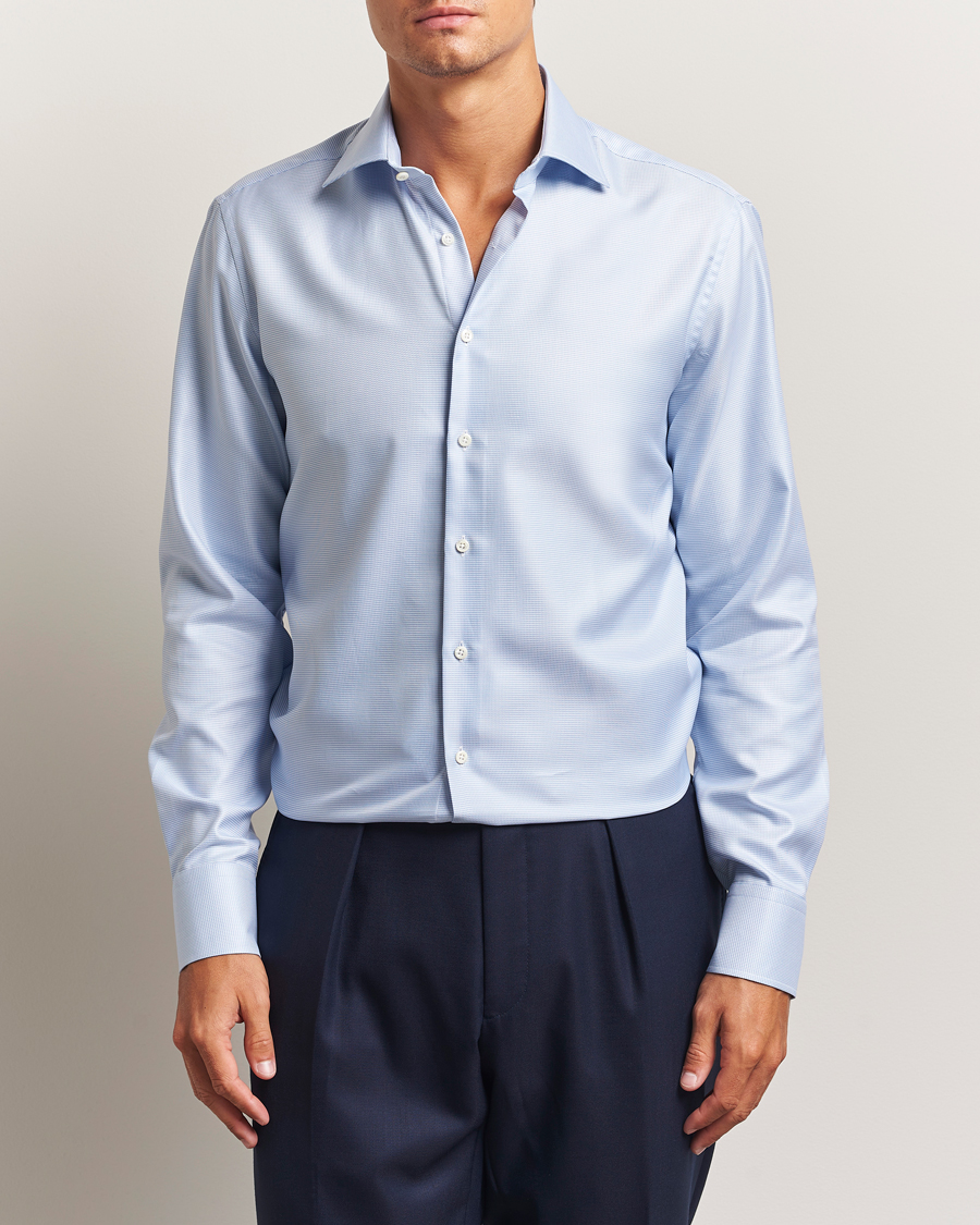 Stenströms Regular Fit Houndstooth Shirt Blue
