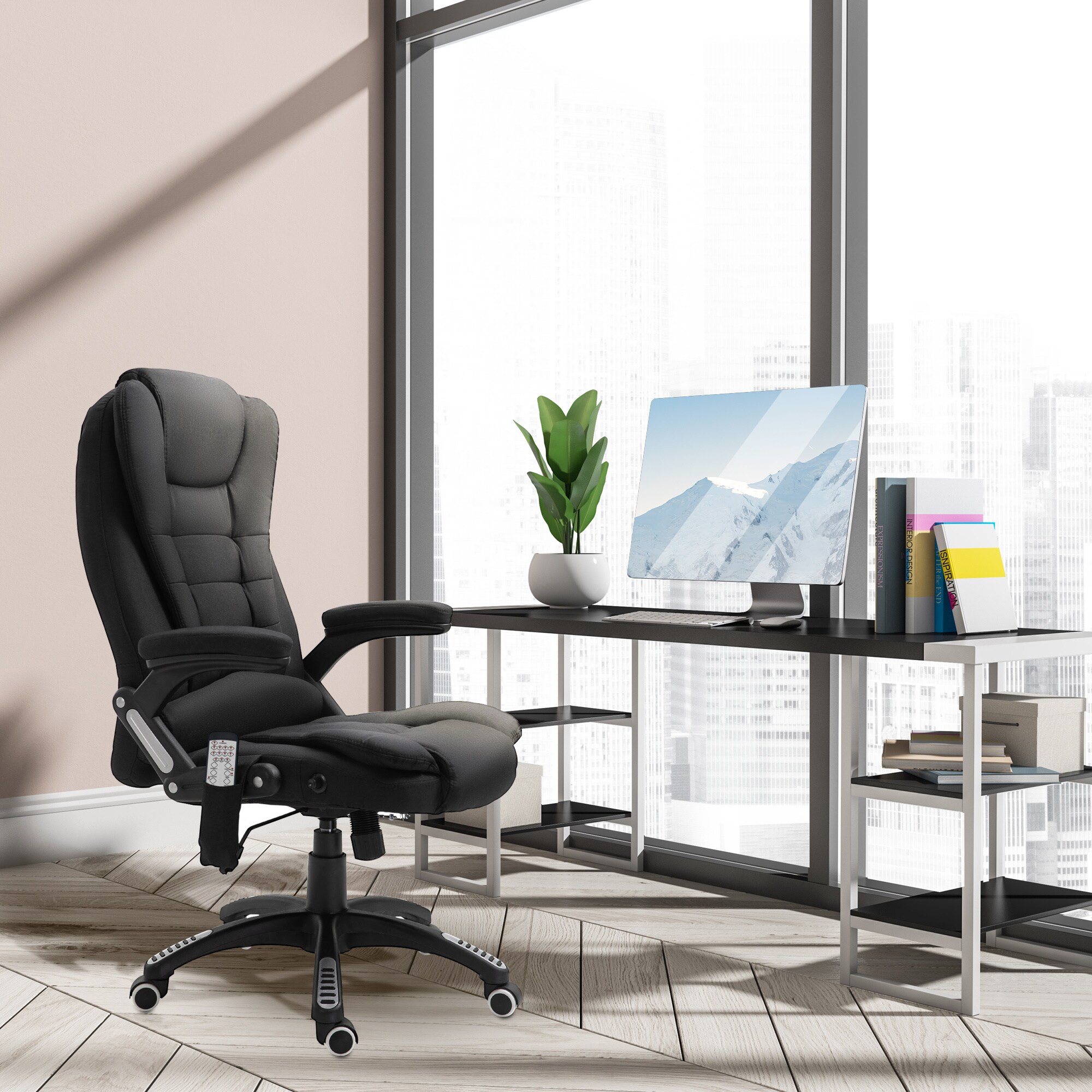 Vinsetto Bürostuhl mit Massage- und Wärmefunktion 67 x 67 x 116–126 cm (BxTxH)