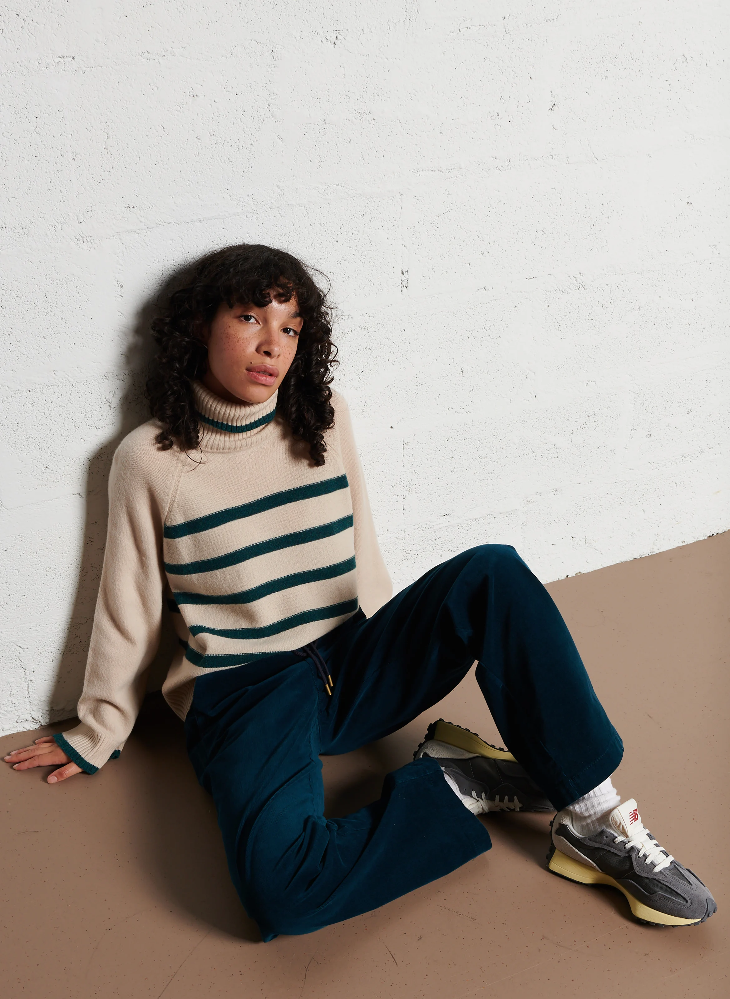 KYBELE - Pantalon large en coton mélangé | Bleu