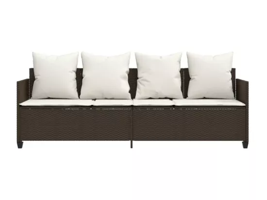 Chaise longue avec coussins marron résine tressée