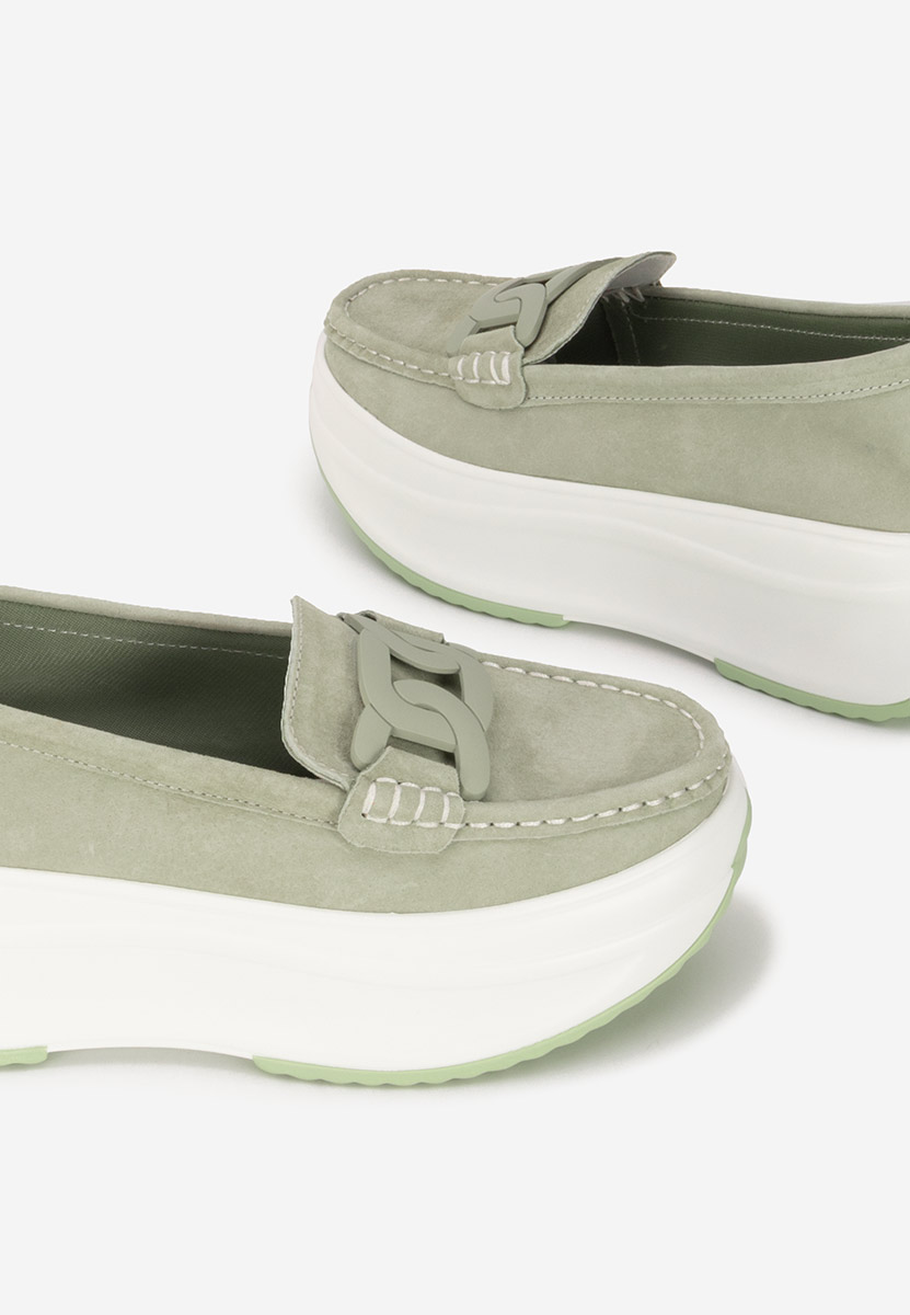 Mocassins semelle epaisse vert Mivea