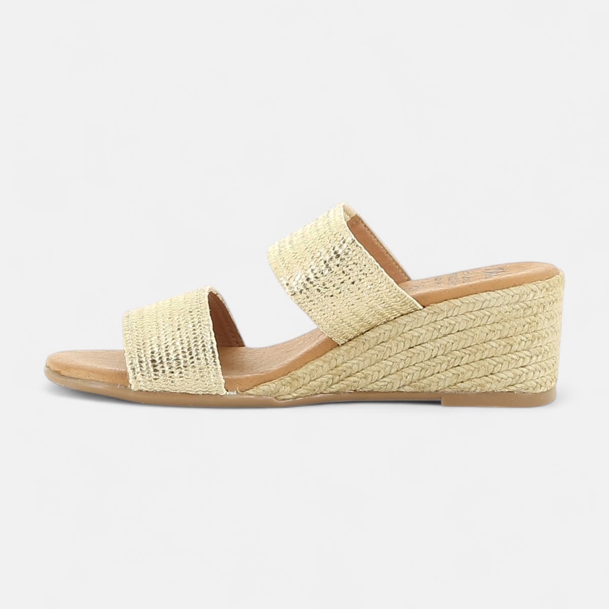 Mules à talon compensé Femme or